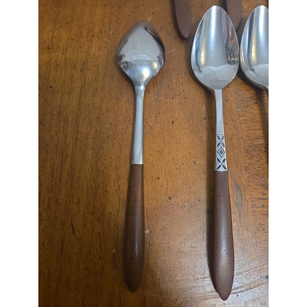 Ekco Eterna Canoe Muffin Teaspoons (14) MCM Flatware Stainless Japan EKS5 Vntg